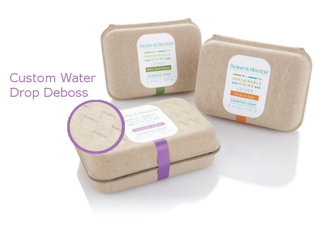 Example of Custom Debossed Art on Soap Box Soap & Water Semi Custom Project